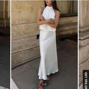 Ivory Satin Skirt & top set BRAND NEW NEVER WORN size small NWT!